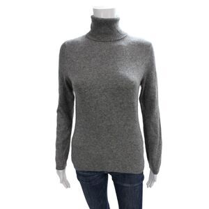 Lulu Bravo Womens Cashmere Turtleneck Pullover Gray Long Sleeve Size L